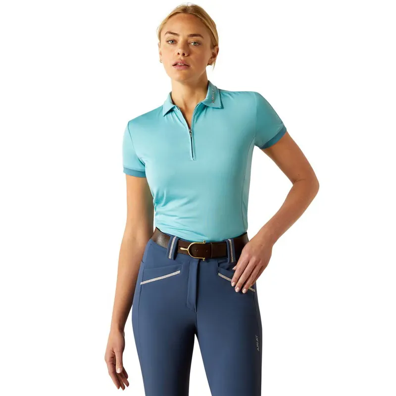 Ariat Bandera 1/4 Zip Womens Polo Shirt - Aqua
