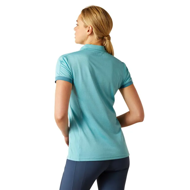 Ariat Bandera 1/4 Zip Womens Polo Shirt - Aqua-1