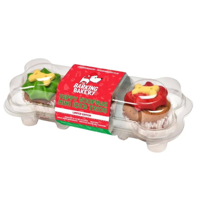 Barking Bakery Yappy Woofmas Mini Iced Cupcake Dog Treats 3 Pack