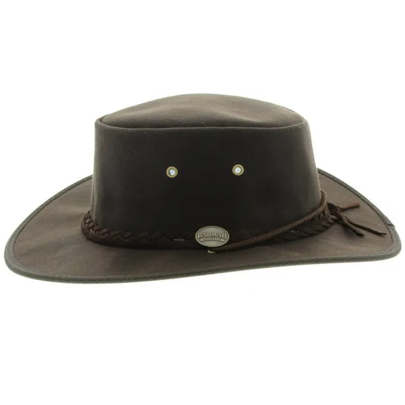 Barmah Drover Oilskin Hat - Brown