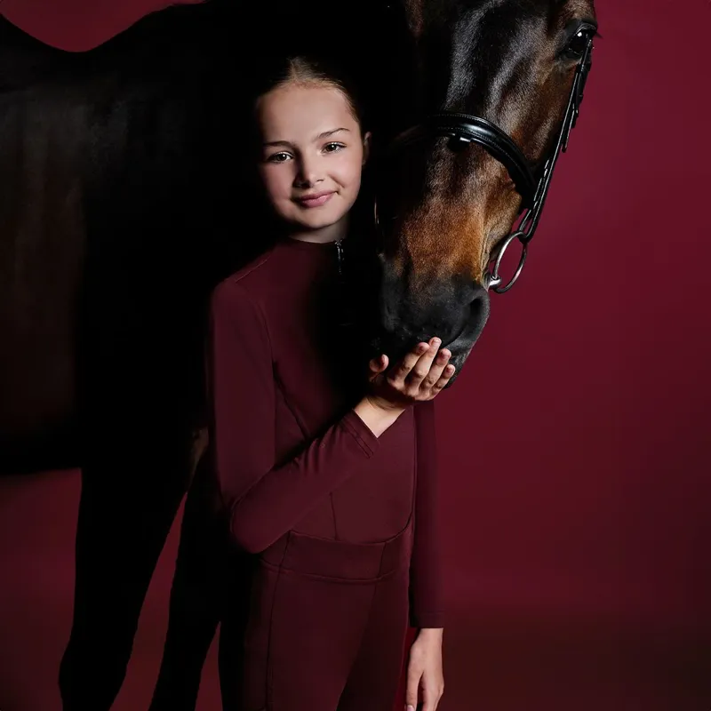 Aztec Diamond Young Rider Long Sleeve Junior Base Layer - Cherry-4