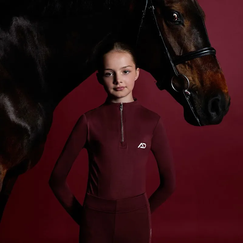 Aztec Diamond Young Rider Long Sleeve Junior Base Layer - Cherry-8