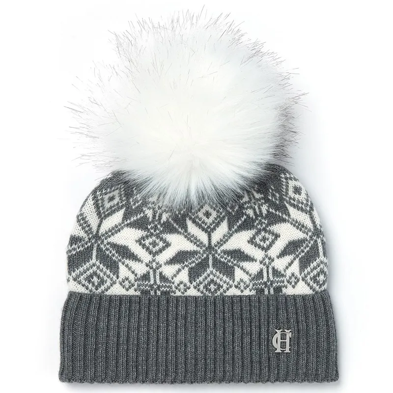 Holland Cooper Beatrice Bobble Hat - Gray Marl-1