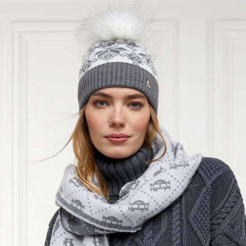 Holland Cooper Beatrice Bobble Hat - Gray Marl-5