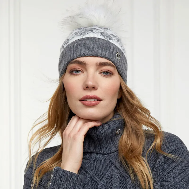Holland Cooper Beatrice Bobble Hat - Gray Marl-4