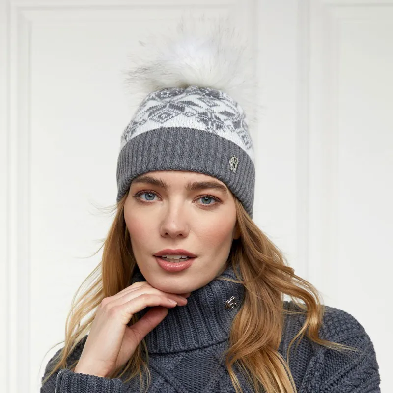 Holland Cooper Beatrice Bobble Hat - Gray Marl-3