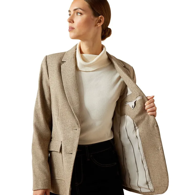 Ariat Country Beckfoot Women's Blazer - Camel Houndstooth-5