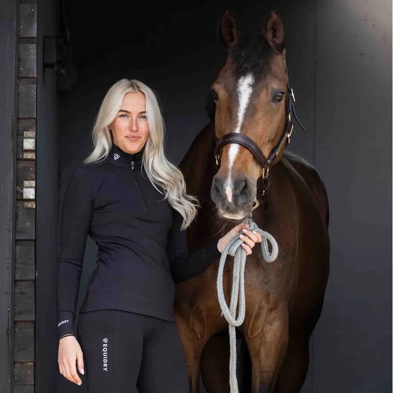EQUIDRY Women's Water Repellent Base Layer - Black/White-3