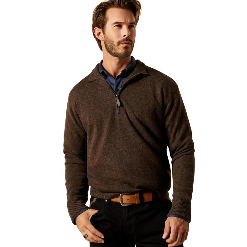 Ariat Country Bolinas 1/2 Zip Men's Sweater - Brown Heather