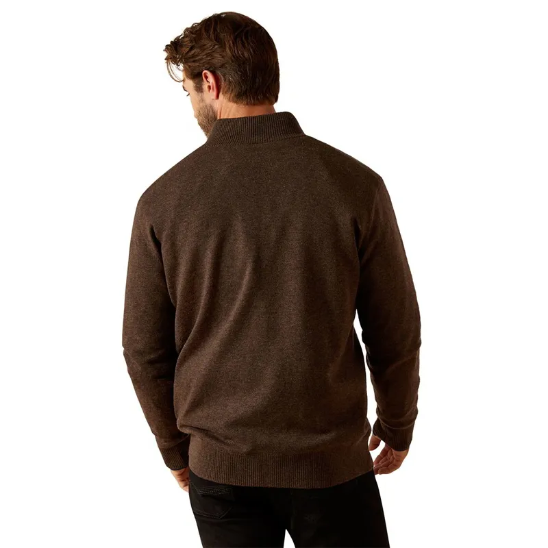 Ariat Country Bolinas 1/2 Zip Men's Sweater - Brown Heather-2