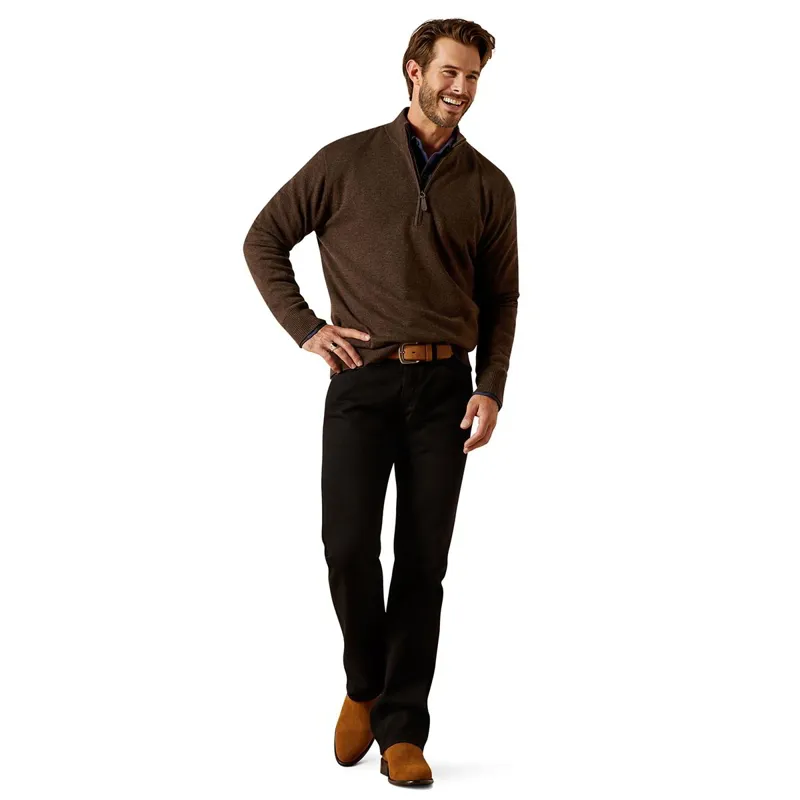 Ariat Country Bolinas 1/2 Zip Men's Sweater - Brown Heather-1