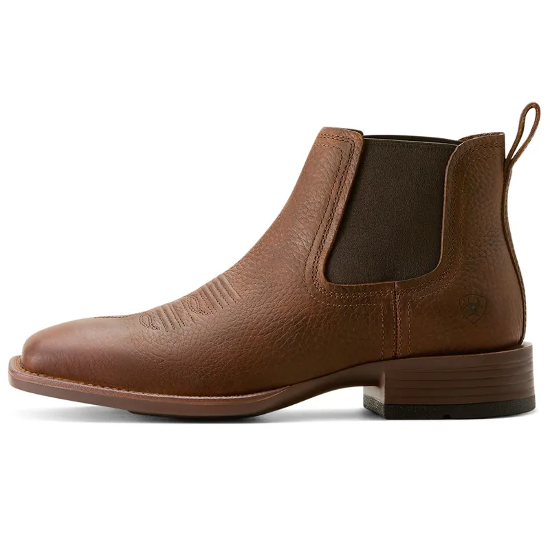 Ariat Men's Booker Chelsea Square Toe Western Boots - Brown Oiled Rowdy-4