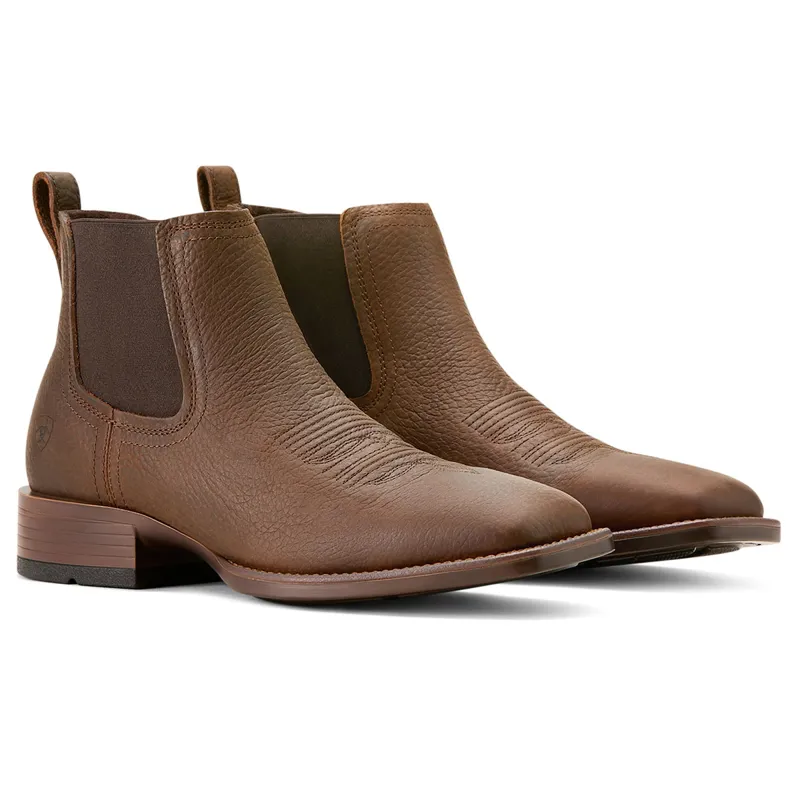 Ariat Men's Booker Chelsea Square Toe Western Boots - Brown Oiled Rowdy-3