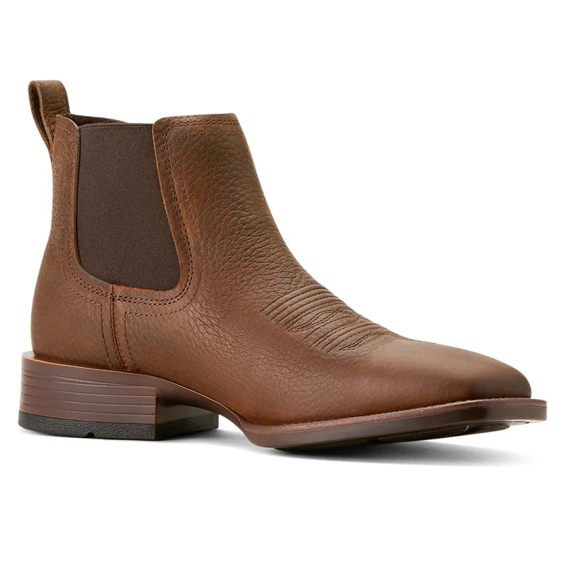 Ariat Men's Booker Chelsea Square Toe Western Boots - Brown Oiled Rowdy-2