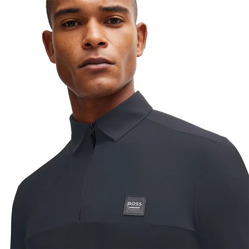 BOSS Equestrian Elton Men's Long Sleeve Training Polo Shirt - Grey-2