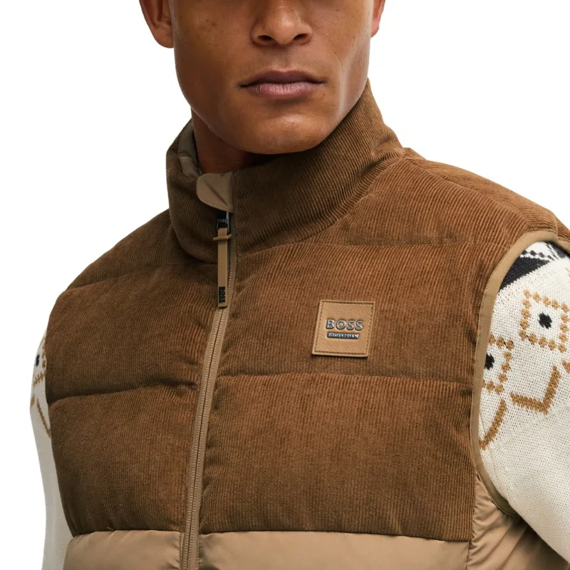 BOSS Equestrian Arthur Cord Mens Puffer Vest - Camel-3