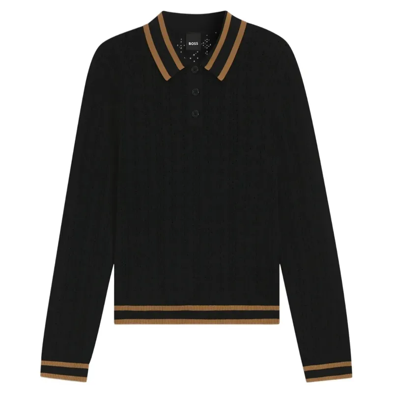 BOSS Equestrian Pam Women's Long Sleeve Polo Shirt - Black-2
