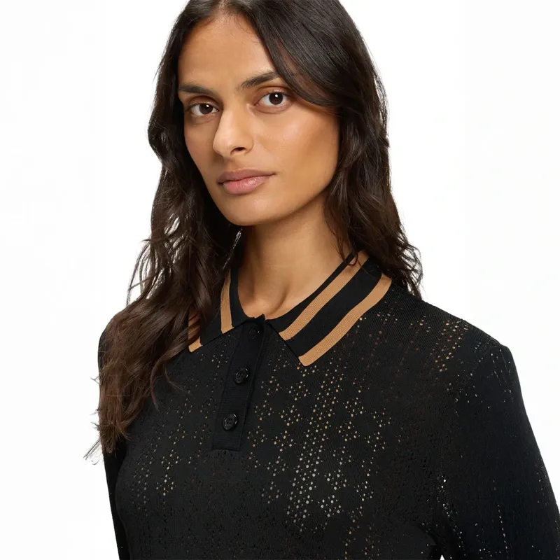 BOSS Equestrian Pam Women's Long Sleeve Polo Shirt - Black-3
