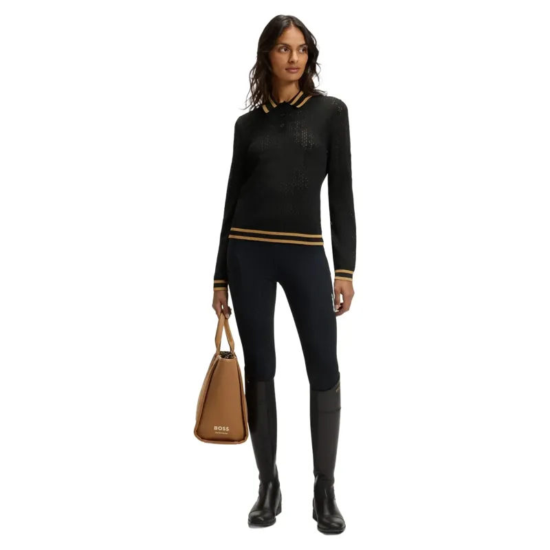 BOSS Equestrian Pam Women's Long Sleeve Polo Shirt - Black-4