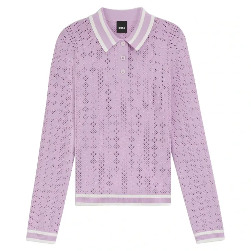 BOSS Equestrian Pam Women's Long Sleeve Polo Shirt - Orchid-2