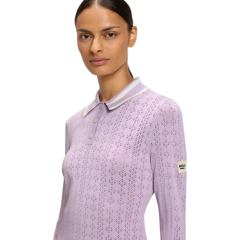 BOSS Equestrian Pam Women's Long Sleeve Polo Shirt - Orchid-3