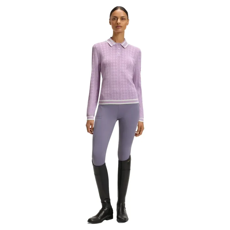 BOSS Equestrian Pam Women's Long Sleeve Polo Shirt - Orchid-4