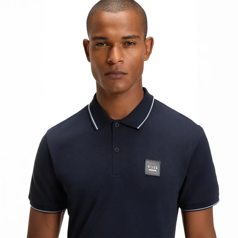 BOSS Equestrian Paul Men's Patch Polo Shirt - Sky Captain-4