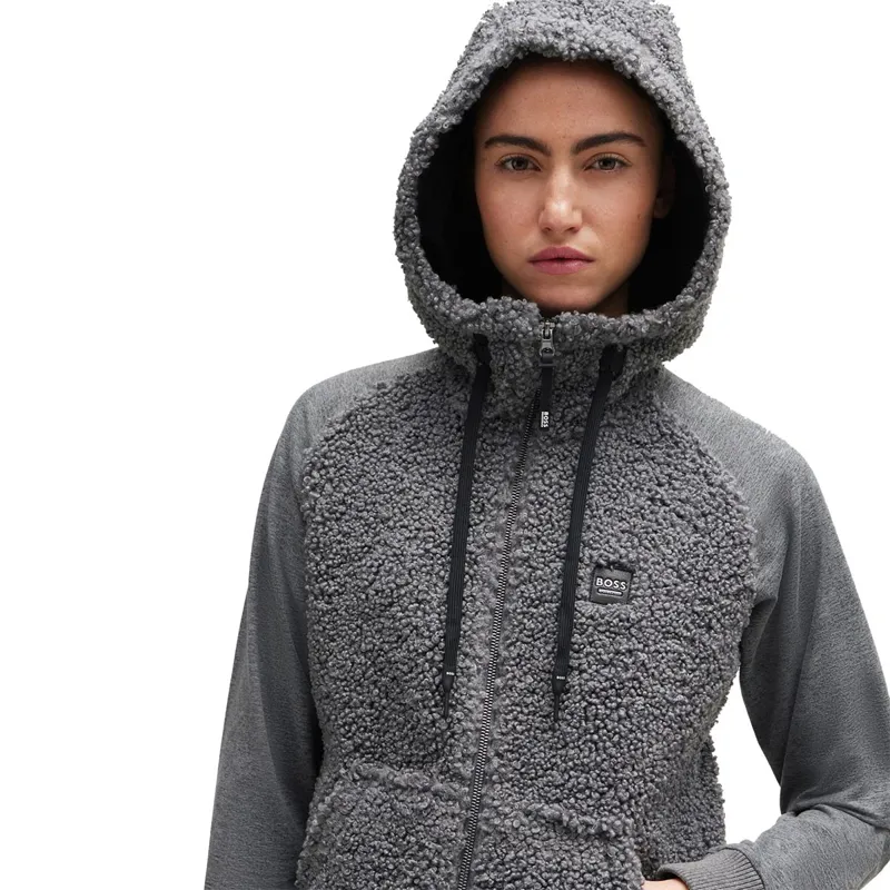 BOSS Equestrian Riva Teddy Hybrid Womens Hoodie - Gray-2