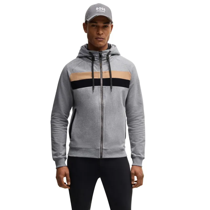 BOSS Equestrian River Zip Men's Hoodie - Grey Melange