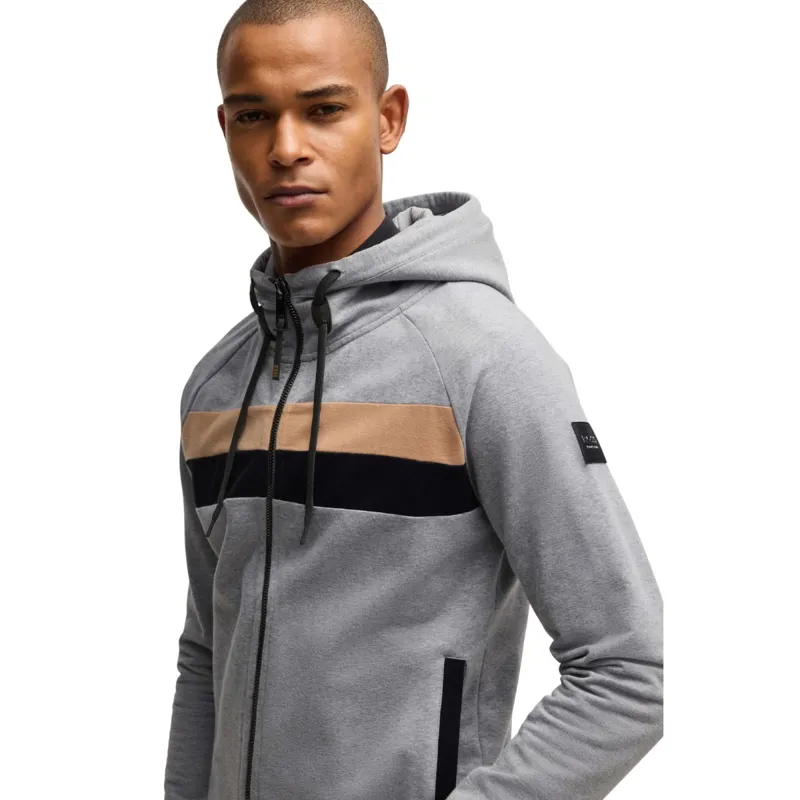 BOSS Equestrian River Zip Men's Hoodie - Grey Melange-1
