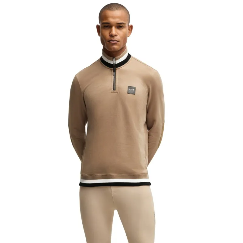 BOSS Equestrian Quarter Zip Men's Sweater - Signature Camel
