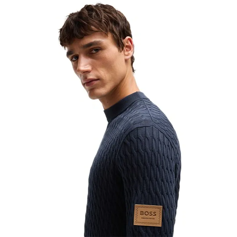 BOSS Equestrian Jason Mens Knitted Sweater - Sky Captain-2