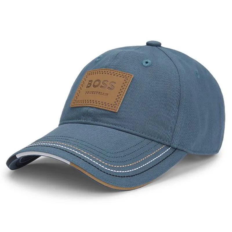 BOSS Equestrian Unisex Leather Vintage Patch Cap - Northern Blue-3