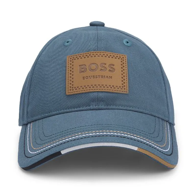 BOSS Equestrian Unisex Leather Vintage Patch Cap - Northern Blue