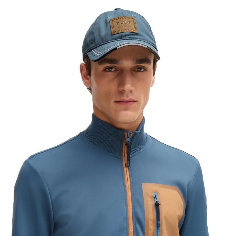 BOSS Equestrian Unisex Leather Vintage Patch Cap - Northern Blue-2
