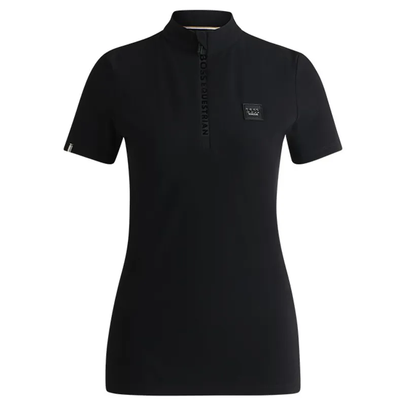 BOSS Equestrian Maira Women's Half Zip Training Shirt - Black Stripes-1