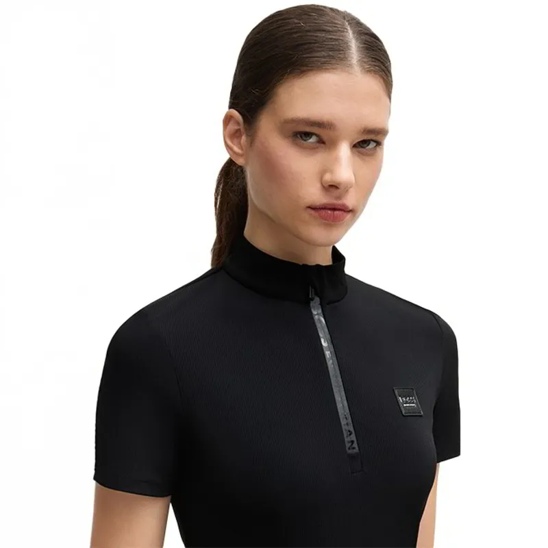 BOSS Equestrian Maira Women's Half Zip Training Shirt - Black Stripes-4