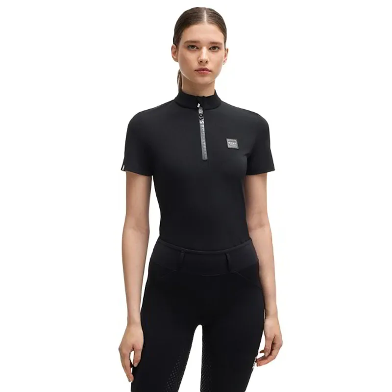 BOSS Equestrian Maira Women's Half Zip Training Shirt - Black Stripes