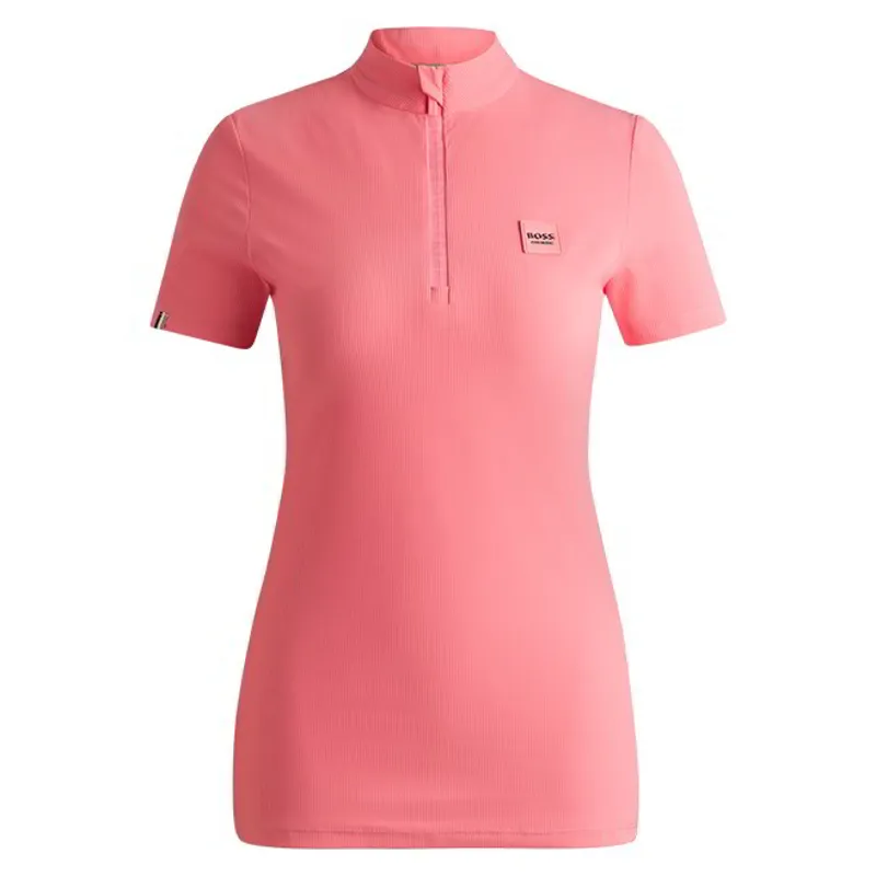 BOSS Equestrian Maira Women's Half-Zip Training Shirt - Pink Stripes-1