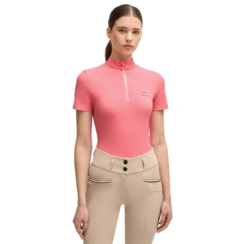 BOSS Equestrian Maira Women's Half-Zip Training Shirt - Pink Stripes