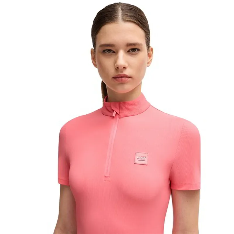 BOSS Equestrian Maira Women's Half-Zip Training Shirt - Pink Stripes-2