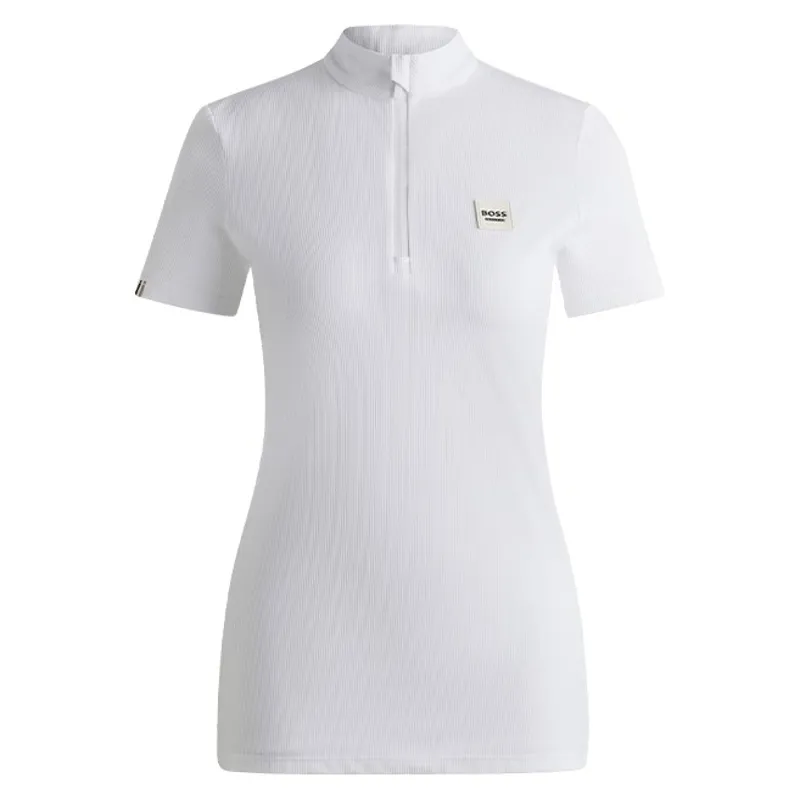 BOSS Equestrian Maira Womens Half Zip Training Shirt - White Stripes-1
