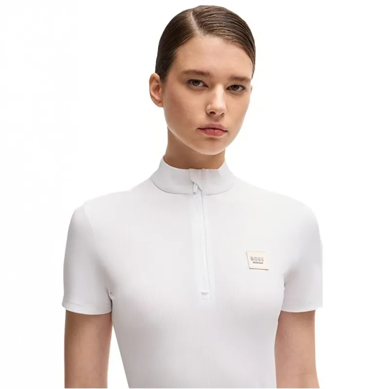BOSS Equestrian Maira Womens Half Zip Training Shirt - White Stripes-3
