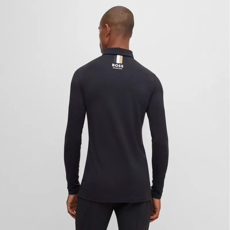 BOSS Equestrian Elton Men's Long Sleeve Training Polo Shirt - Black-1