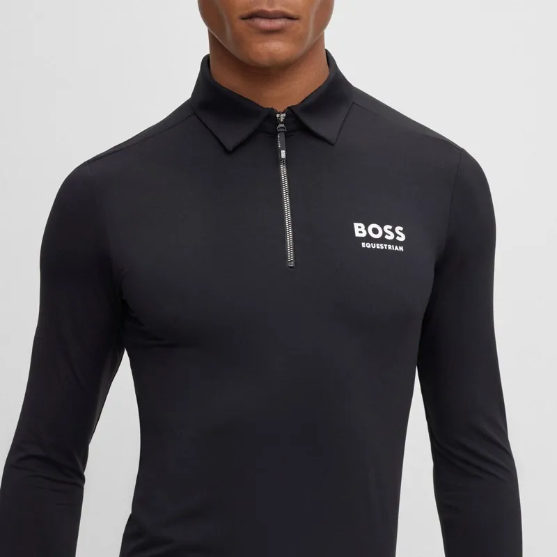 BOSS Equestrian Elton Men's Long Sleeve Training Polo Shirt - Black-2