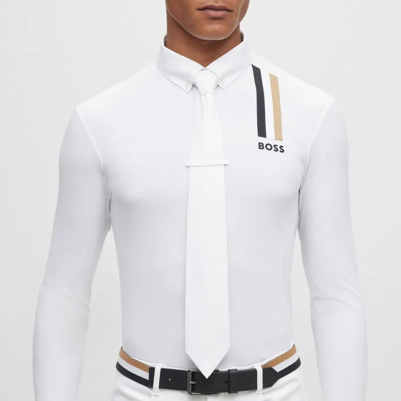 BOSS Equestrian Classic Men's Tie - White