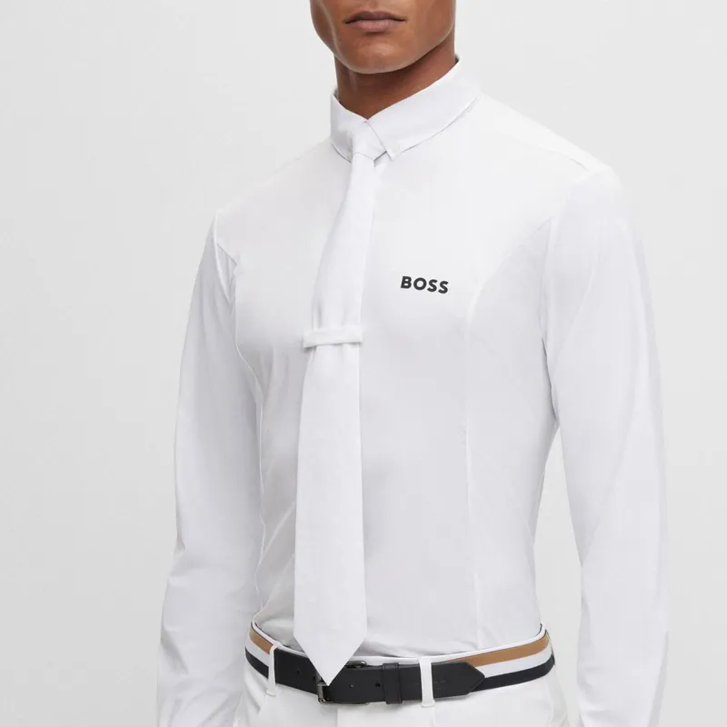BOSS Equestrian Monogram Men's Tie - White