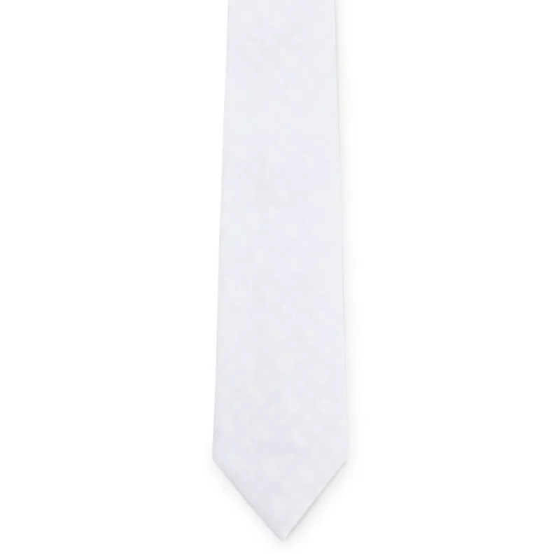 BOSS Equestrian Monogram Men's Tie - White-1