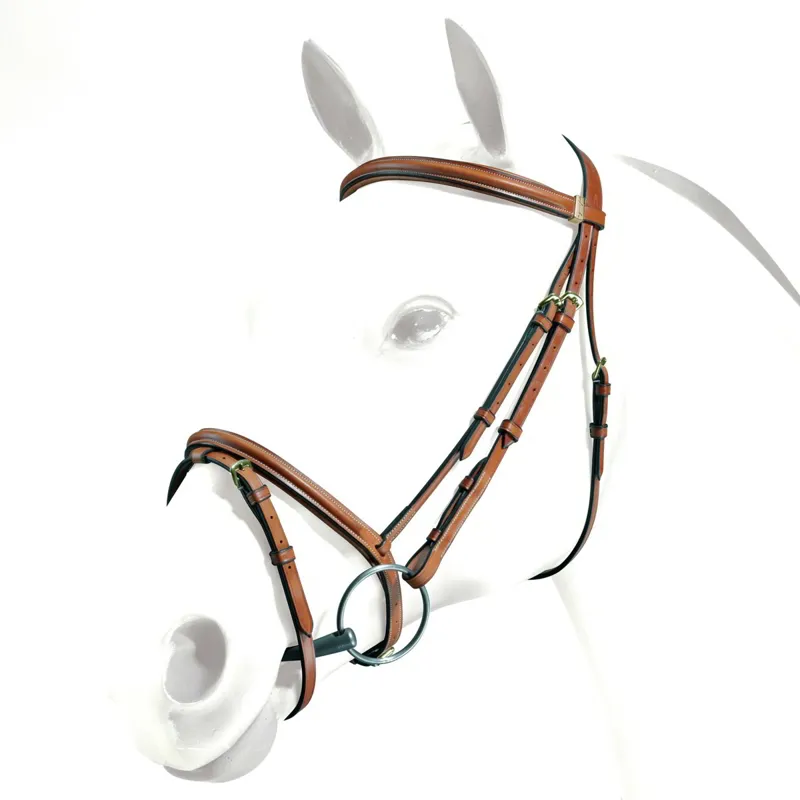 Equipe Emporio Flash Noseband Bridle - Newmarket/Brass-1