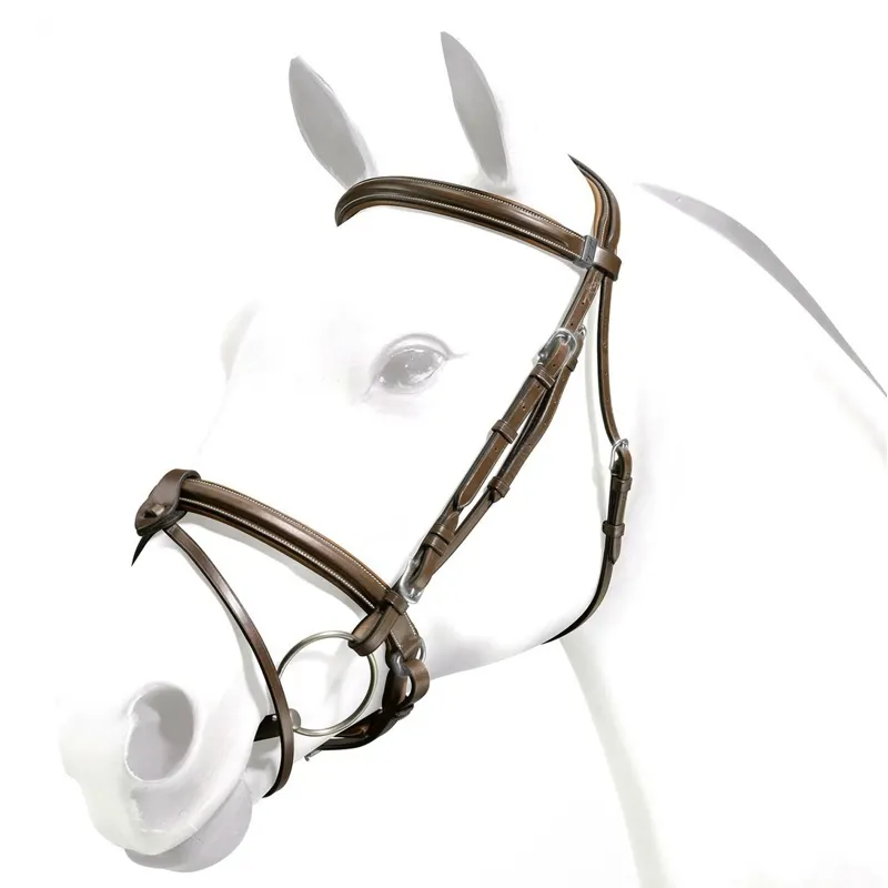Equipe Emporio Crank Noseband Removable Flash Bridle - Brown/Silver